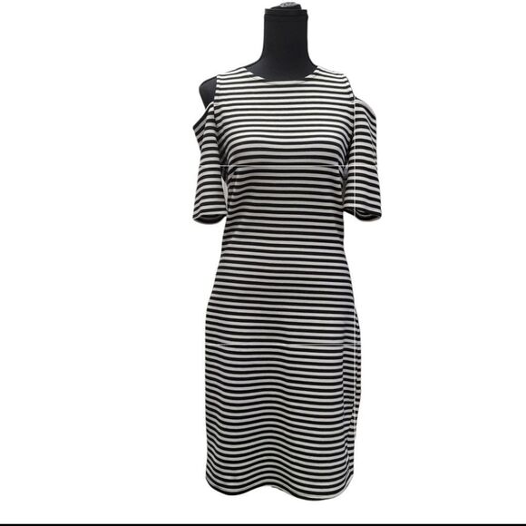 H&M Striped Cold Shoulder Dress Size M - Picture 9 of 11